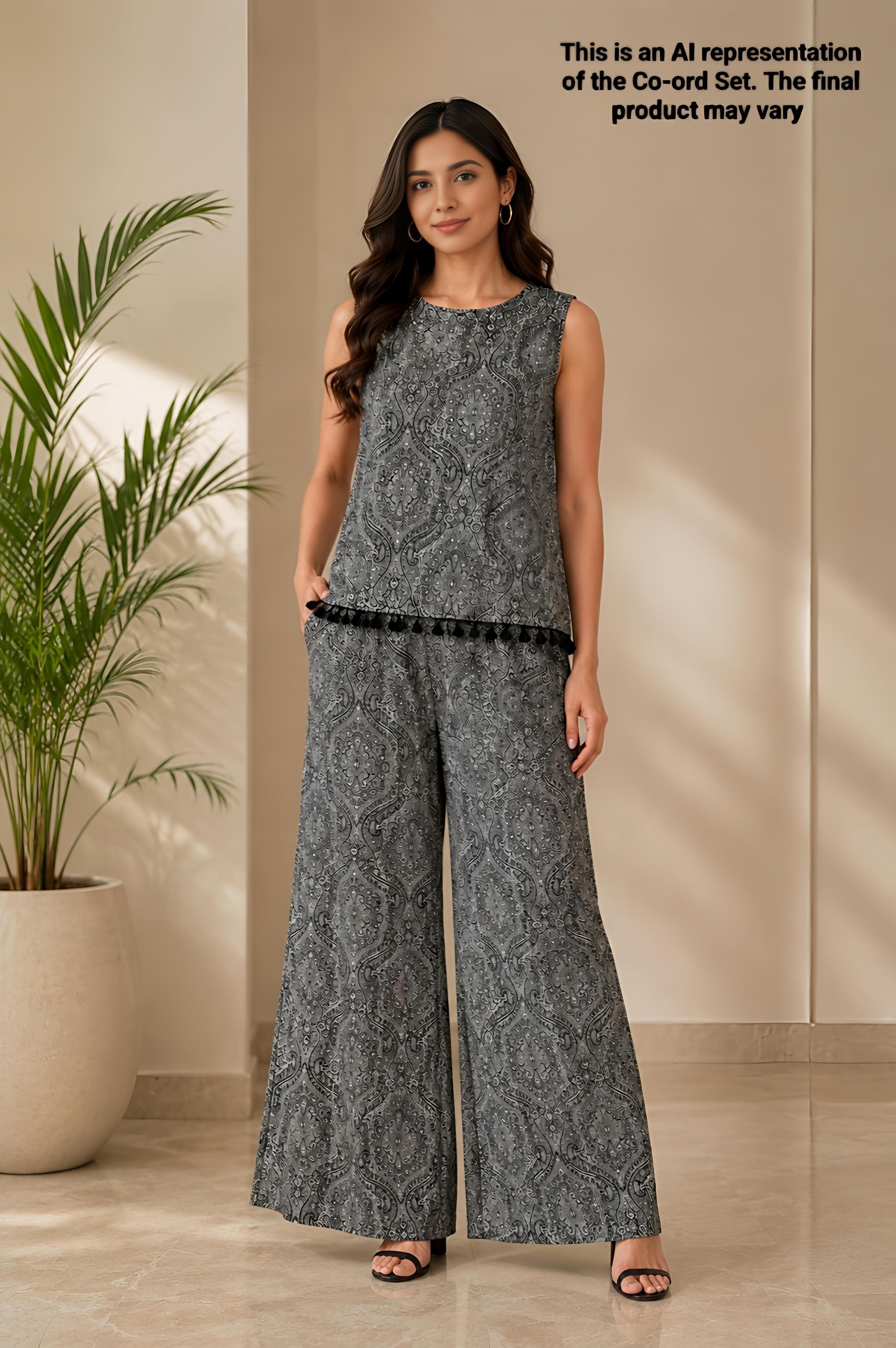 Black & White Paisley Printed Cotton Co-Ord Set
