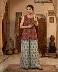Maroon & Ivory Floral Printed Cotton Co-Ord Set