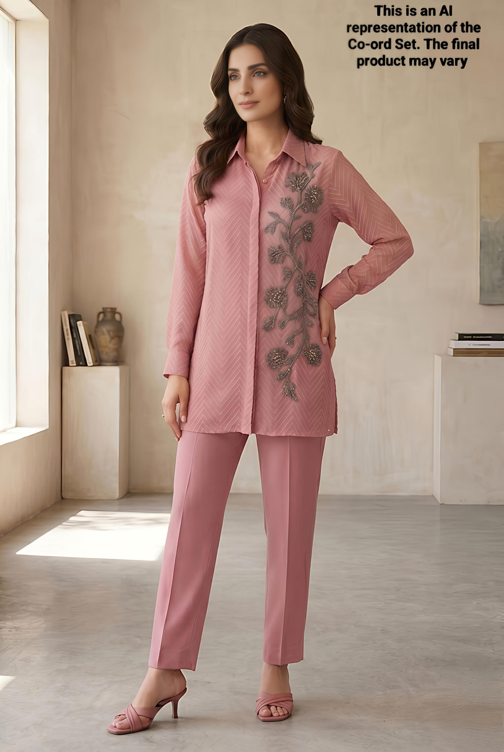 Onion Pink Rayon Cotton Co-Ord Set
