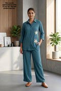 Green Crinkle Rayon Cotton Co-Ord Set