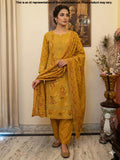Mustard Floral Printed Pure Cotton Unstitched Suit Set