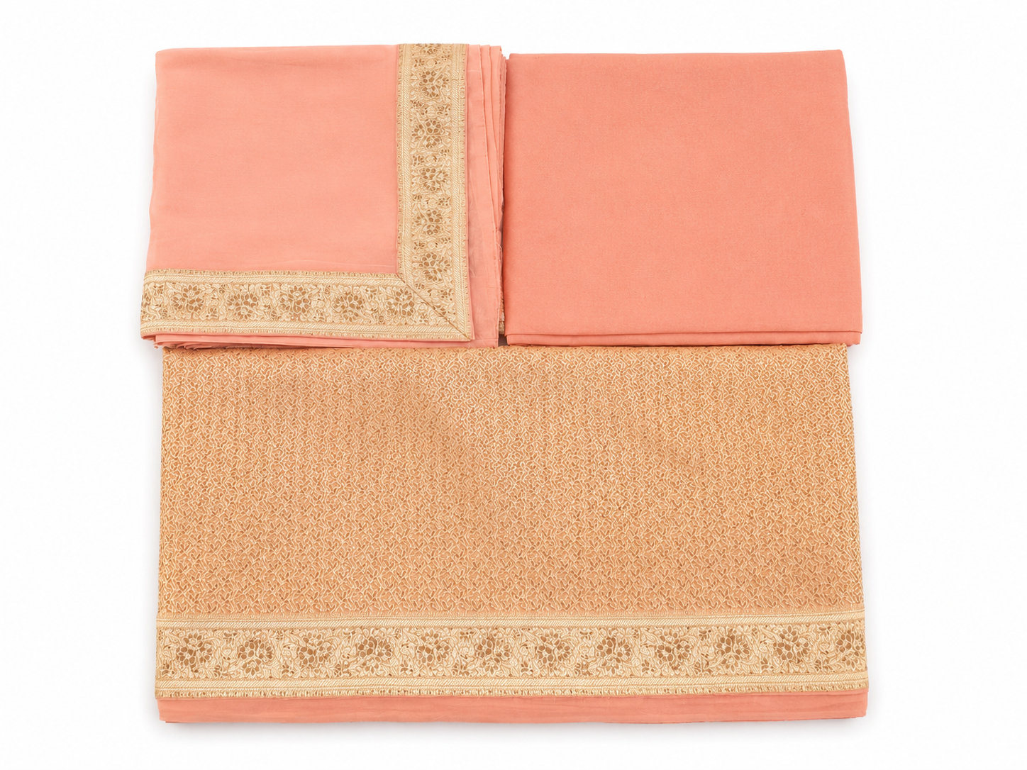 Pink & Gold Jamawar Cotton Unstitched Suit Set