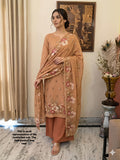 Peach Mul Chanderi Unstitched Suit Set