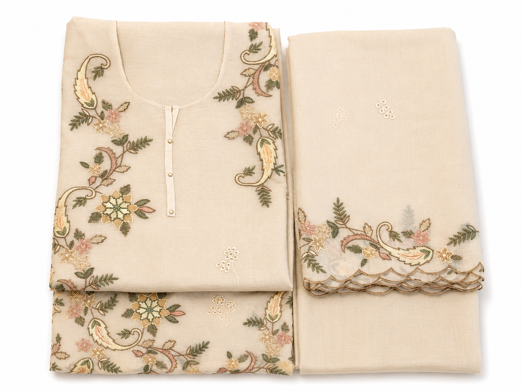 Pearl Chanderi Unstitched Suit Set