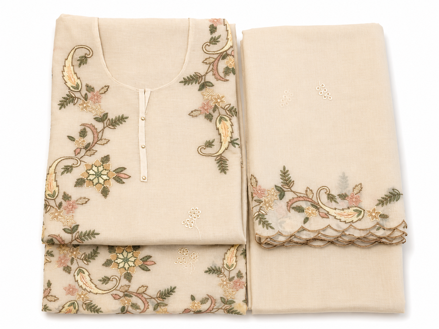 Pearl Chanderi Unstitched Suit Set