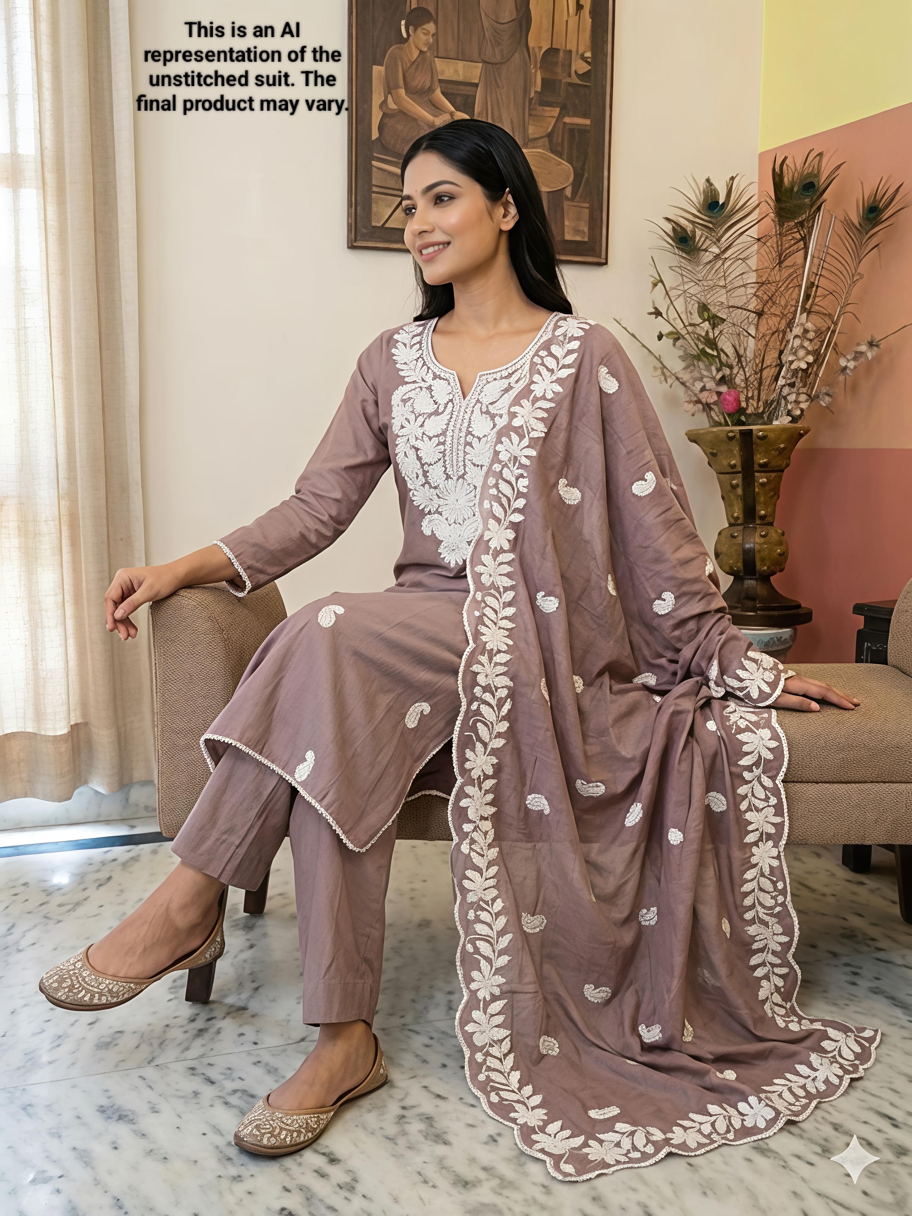 Violet Modal Silk Unstitched Suit Set