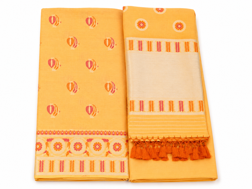 Light Peach Mul Cotton Unstitched Suit Set