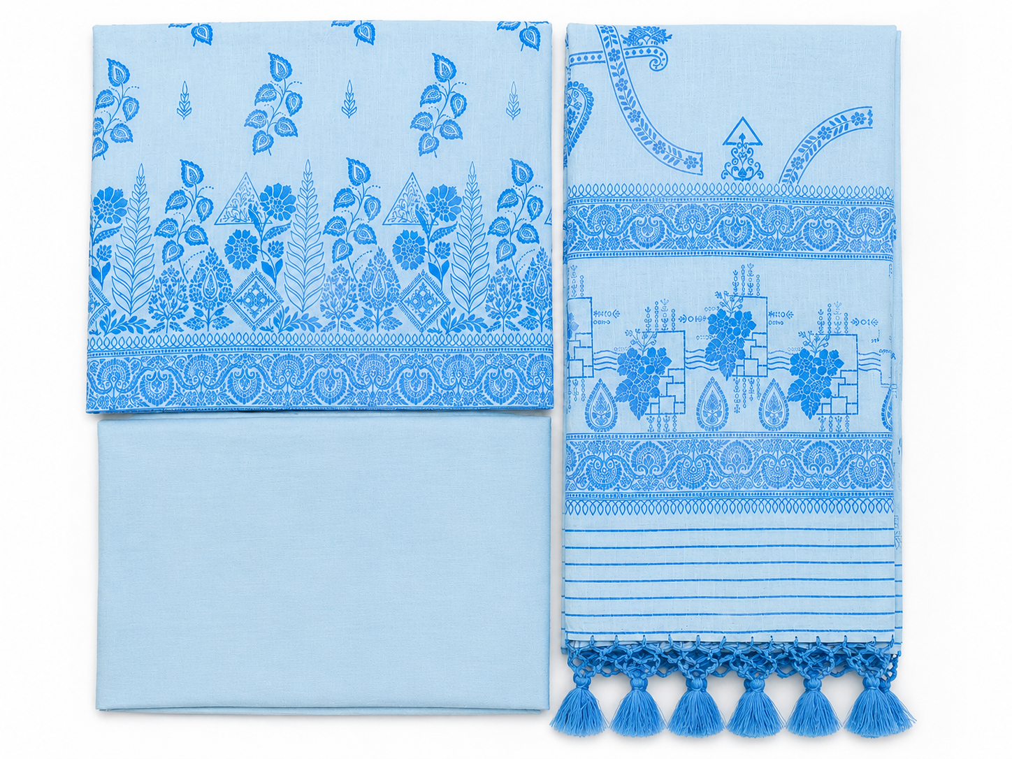 Light Blue Mul Cotton Unstitched Suit Set