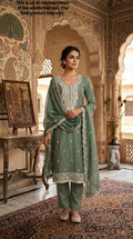 Green Modal Cotton Unstitched Suit Set