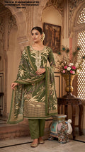 Green Printed Jam Cotton Unstitched Suit Set