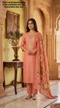 Pink Printed Chanderi Unstitched Suit Set