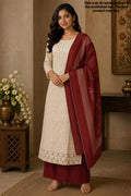 Ivory Chanderi Unstitched Suit Set