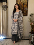 Ivory & Grey Maheshwari Silk Unstitched Suit Set