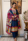 Denim Blue Maheshwari Silk Unstitched Suit Set