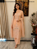 Beige & Peach Mul Cotton Unstitched Suit Set