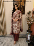 Maroon & Beige Maheshwari Silk Unstitched Suit Set