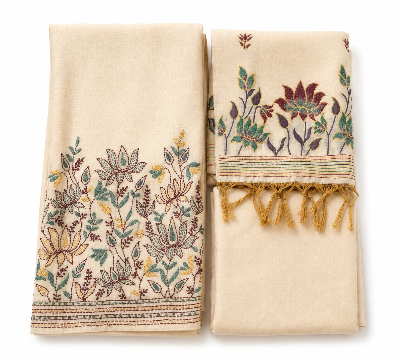 Ivory Chanderi Silk Unstitched Suit Set